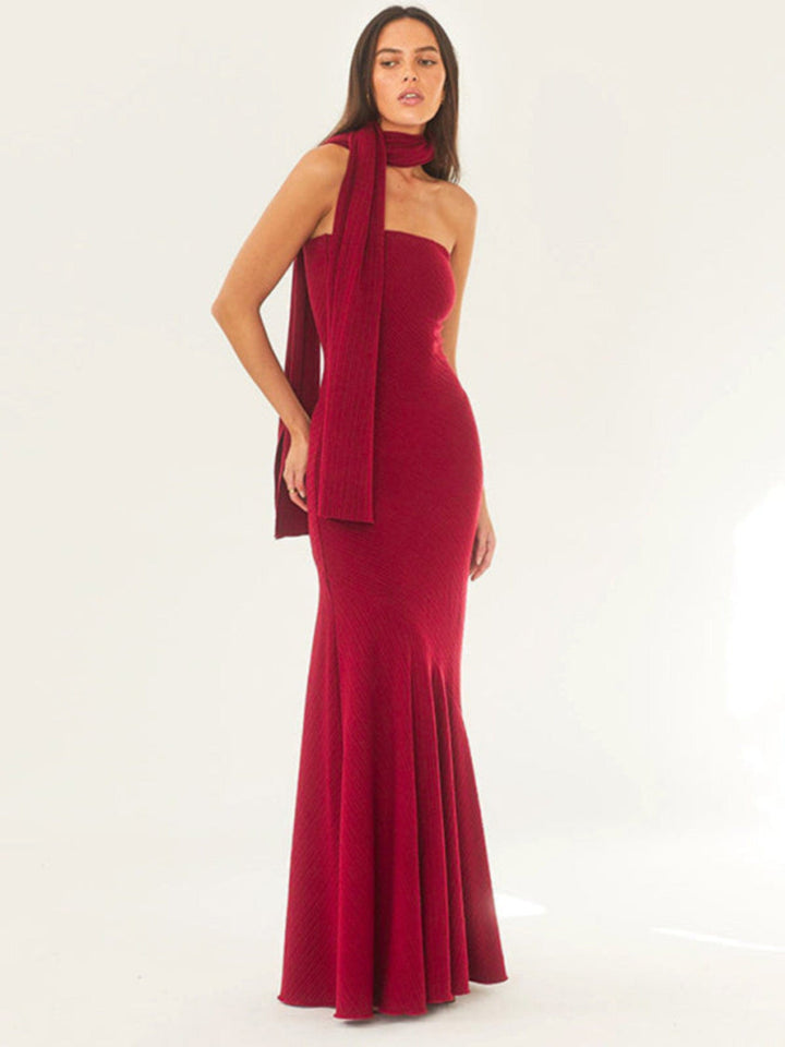 Hemline Shawl Dress - Trendy Dresses/Evening Dresses in Red for Women | The802Gypsy