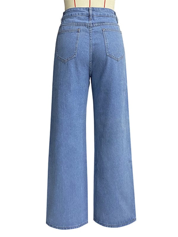 High Waist Wide Leg Jeans - Trendy Bottoms/Jeans in Medium Denim for Women | The802Gypsy