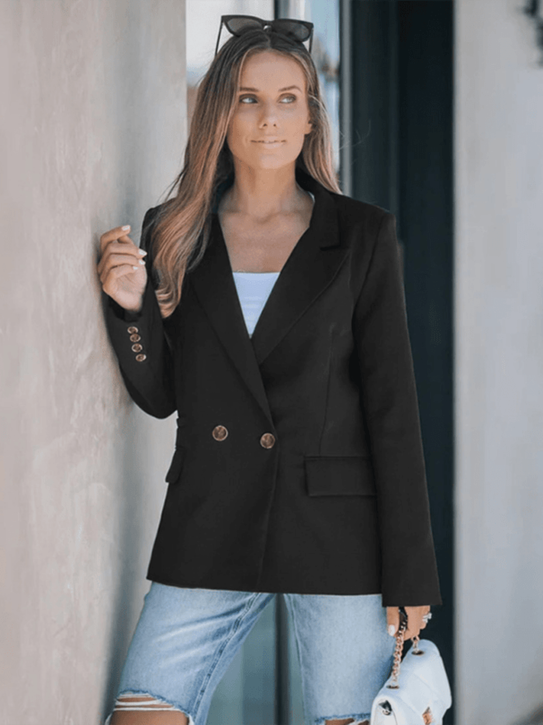 Lapel Collar Blazer - Trendy coats and jackets/blazer in Black for Women | The802Gypsy