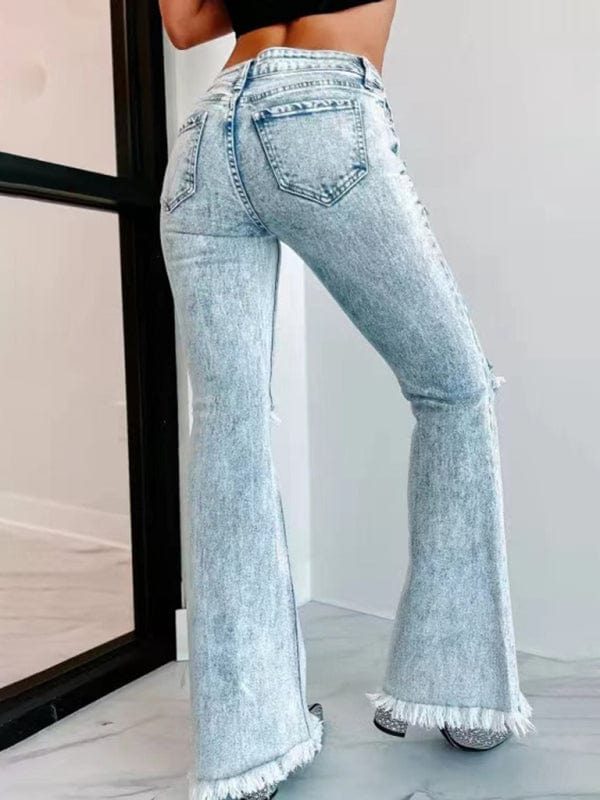 Micro - Boom Washed High Waist Jeans - Trendy Bottoms/Jeans in Light Denim for Women | The802Gypsy