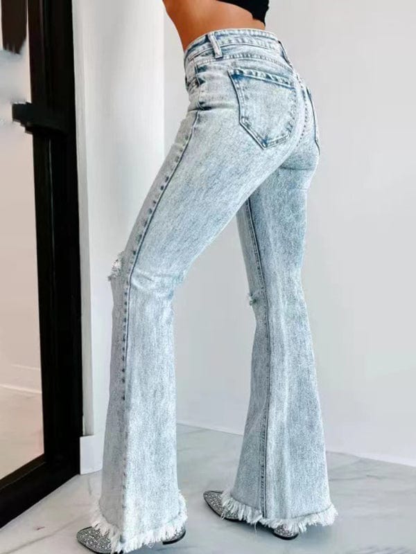 Micro - Boom Washed High Waist Jeans - Trendy Bottoms/Jeans in Light Denim for Women | The802Gypsy