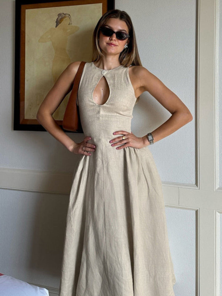 Midi Sexy A - line Dress - Trendy Dresses in Khaki for Women | The802Gypsy