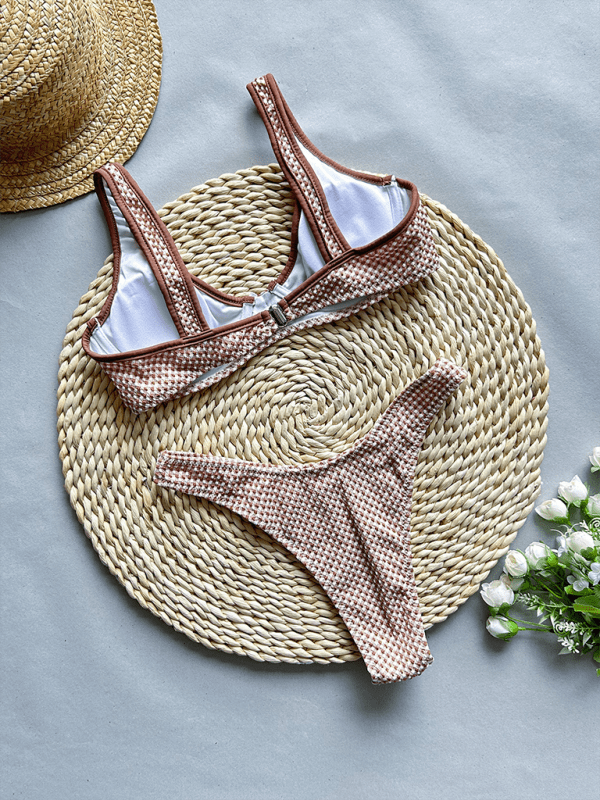 Plaid Push Up Bikini - Trendy swimwear/bikini in Brown for Women | The802Gypsy