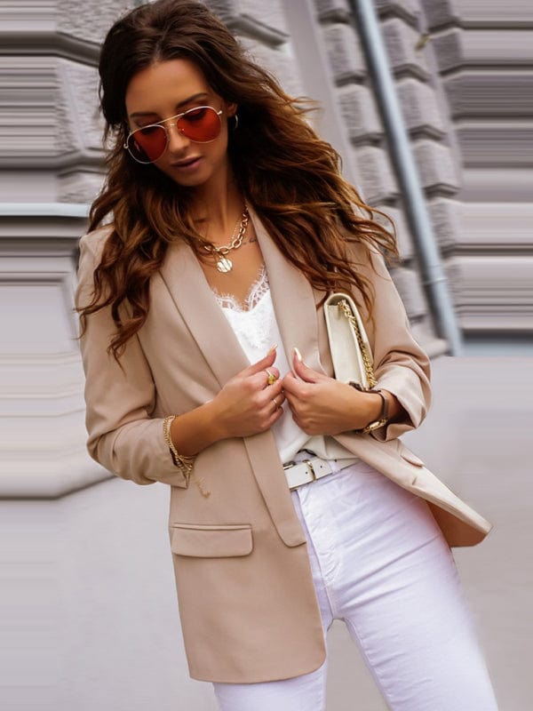 Professional Slim Suit Blazer - Trendy coats and jackets/blazer in khaki for Women | The802Gypsy