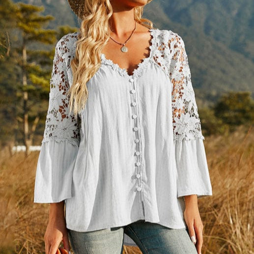 Pullover Chiffon Blouse - Trendy Tops/Blouses & Shirts in WHITE for Women | The802Gypsy