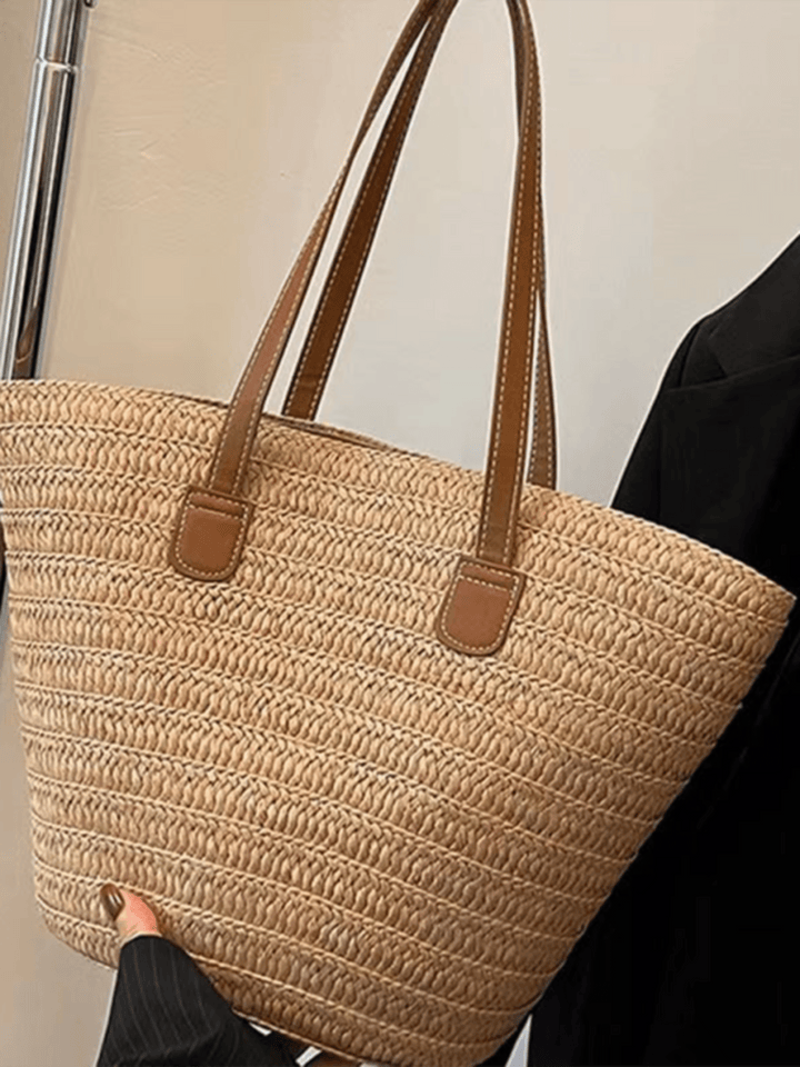 Single Shoulder Messenger Woven Tote Bag - Trendy Handbags/Tote in Khaki for Women | The802Gypsy