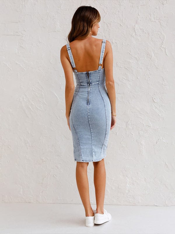 Tank Style Casual Denim Dress - Trendy Dress/casual in Medium Denim for Women | The802Gypsy