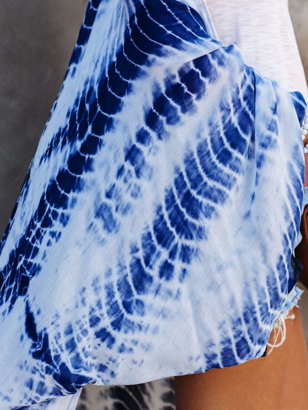Tie - Dye Sun Protection Cardigan Cover Up - Trendy Swimwear/Beach Cover - ups in blue for Women | The802Gypsy