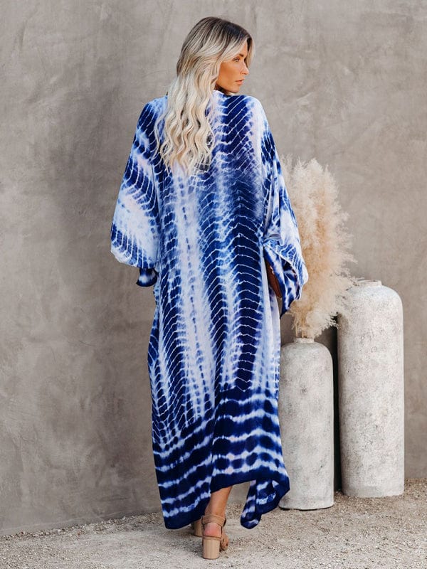 Tie - Dye Sun Protection Cardigan Cover Up - Trendy Swimwear/Beach Cover - ups in blue for Women | The802Gypsy