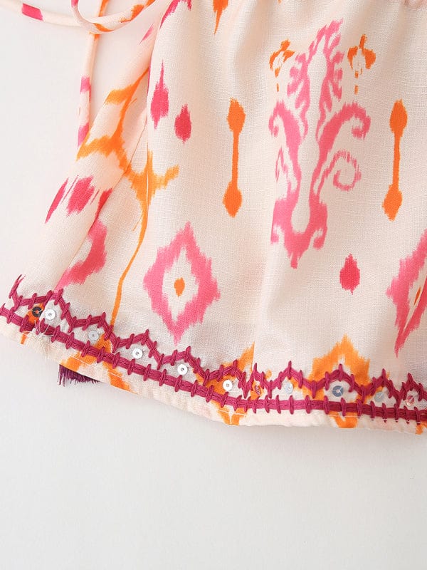 V - Neck Camisole Top with Sequin Embroidery - Trendy Tops/Tank Tops in Pink for Women | The802Gypsy