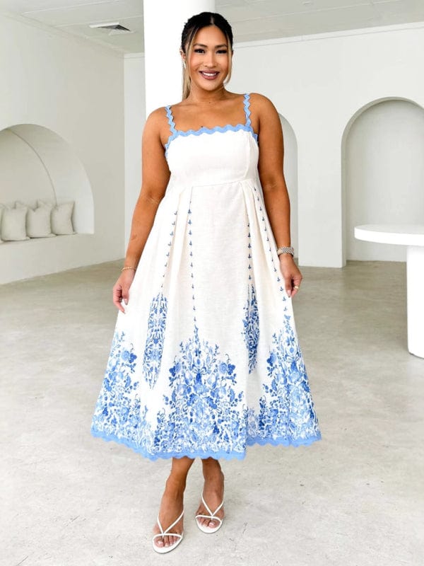 Wave Hem Backless Dress - Trendy DRESSES/MIDI DRESS in Blue for Women | The802Gypsy