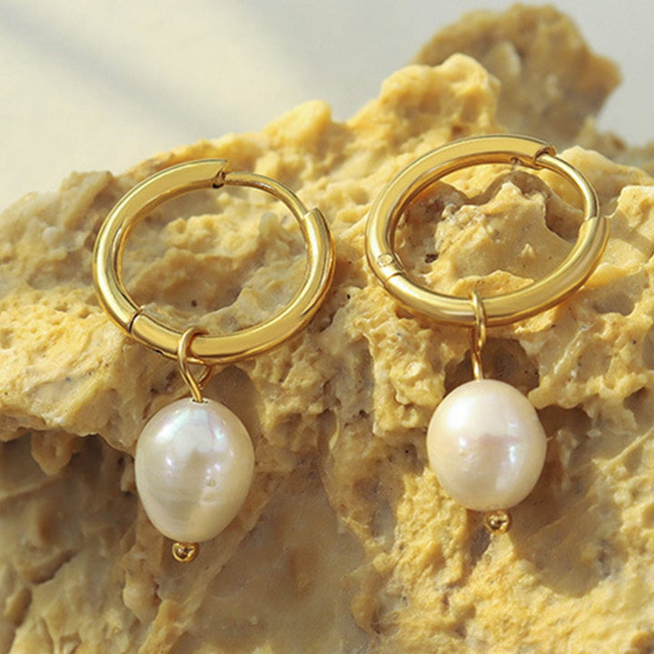 Gold - Plated Titanium Steel Pearl Earrings - Trendy Women's jewelry in Gold for Women | The802Gypsy