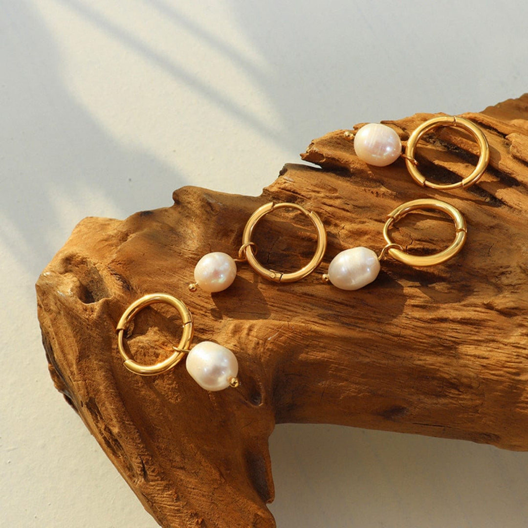 Gold - Plated Titanium Steel Pearl Earrings - Trendy Women's jewelry in Gold for Women | The802Gypsy
