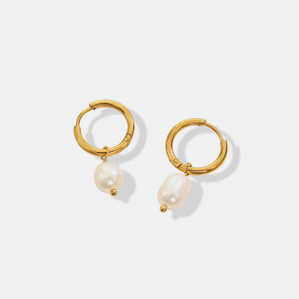 Gold - Plated Titanium Steel Pearl Earrings - Trendy Women's jewelry in Gold for Women | The802Gypsy