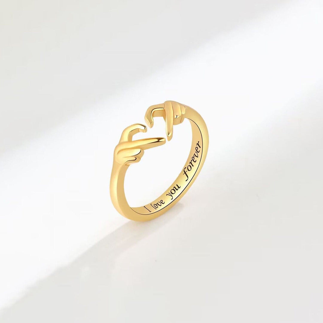 Hand Heart Shape 925 Sterling Silver Open Ring - Trendy jewelry in Gold for Women | The802Gypsy