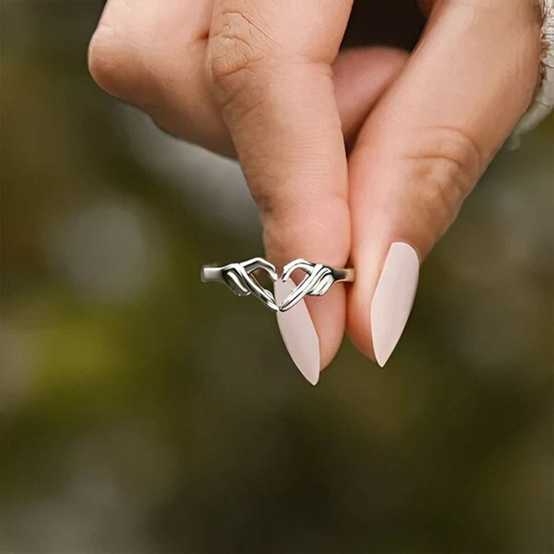 Hand Heart Shape 925 Sterling Silver Open Ring - Trendy jewelry in Gold for Women | The802Gypsy