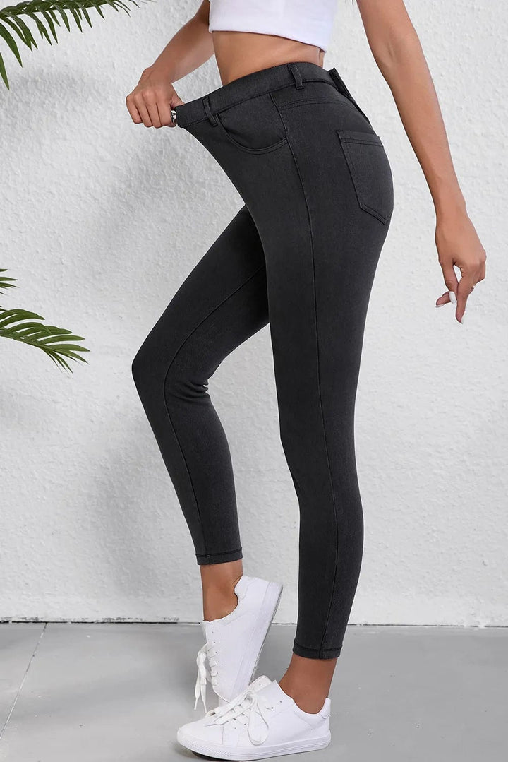 High Waist Jeans with Pockets - Trendy Bottoms/Jeans in Black for Women | The802Gypsy
