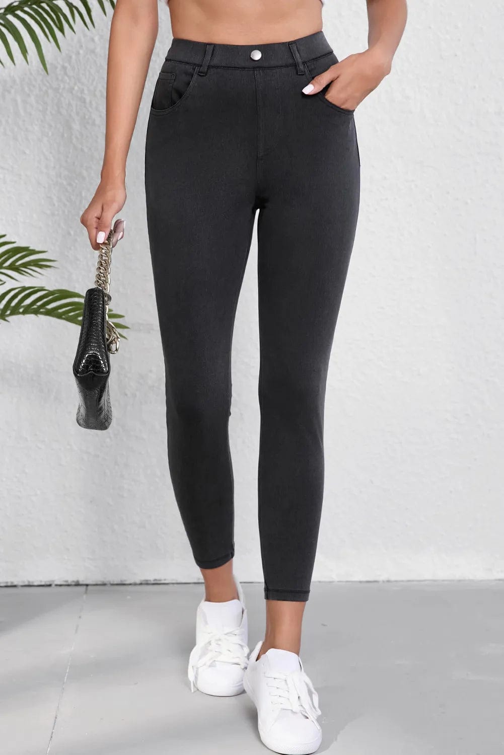 High Waist Jeans with Pockets - Trendy Bottoms/Jeans in Black for Women | The802Gypsy