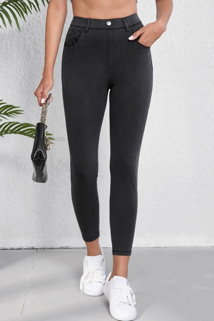 High Waist Jeans with Pockets - Trendy Bottoms/Jeans in Black for Women | The802Gypsy