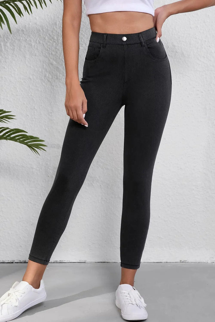 High Waist Jeans with Pockets - Trendy Bottoms/Jeans in Black for Women | The802Gypsy