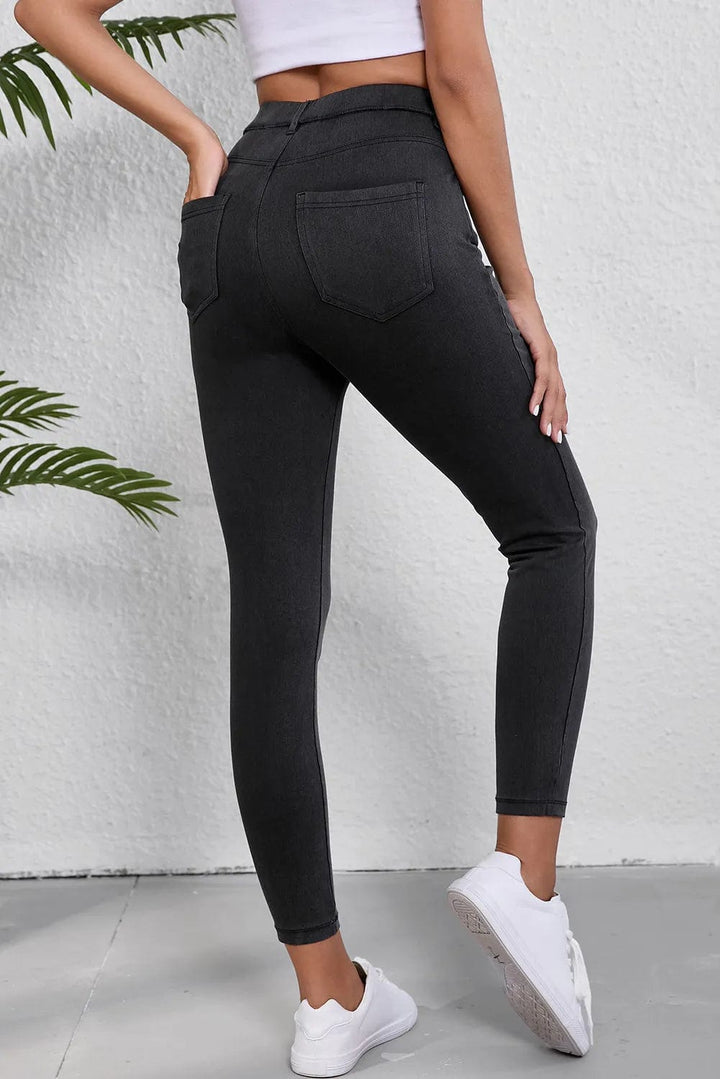 High Waist Jeans with Pockets - Trendy Bottoms/Jeans in Black for Women | The802Gypsy