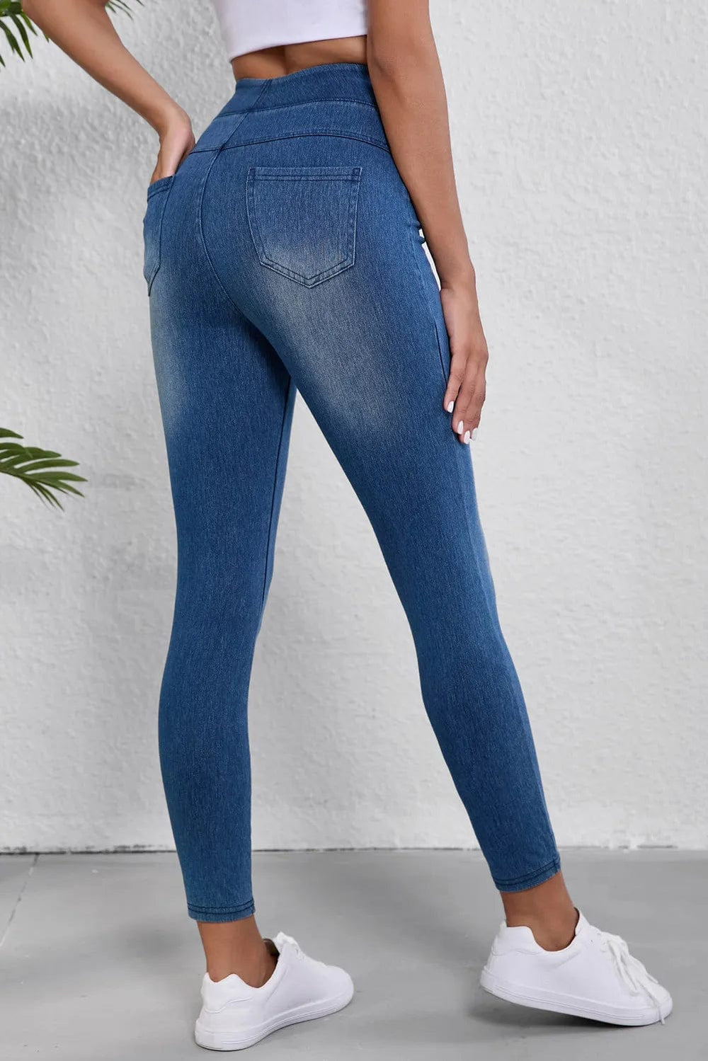 High Waist Skinny Jeans - Trendy Bottoms/Jeans in Medium Denim for Women | The802Gypsy