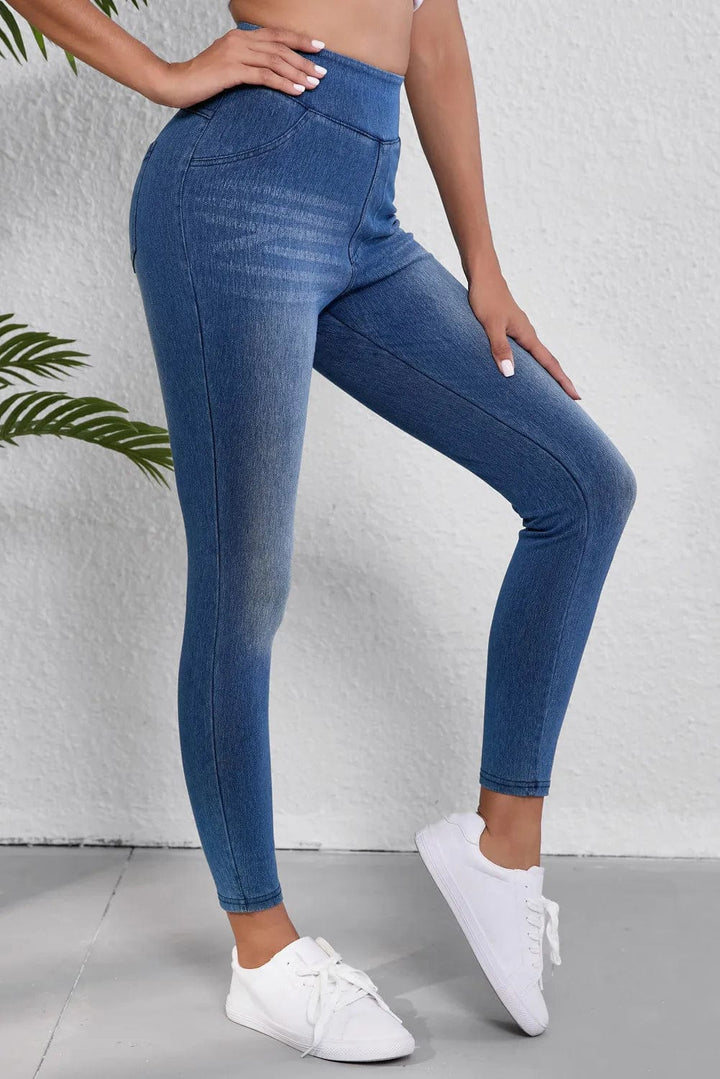 High Waist Skinny Jeans - Trendy Bottoms/Jeans in Medium Denim for Women | The802Gypsy