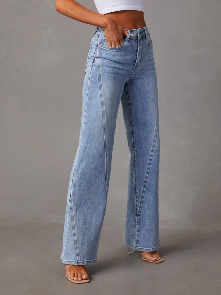 High Waist Straight Jeans with Pockets - Trendy Bottoms/Jeans in Light Denim for Women | The802Gypsy