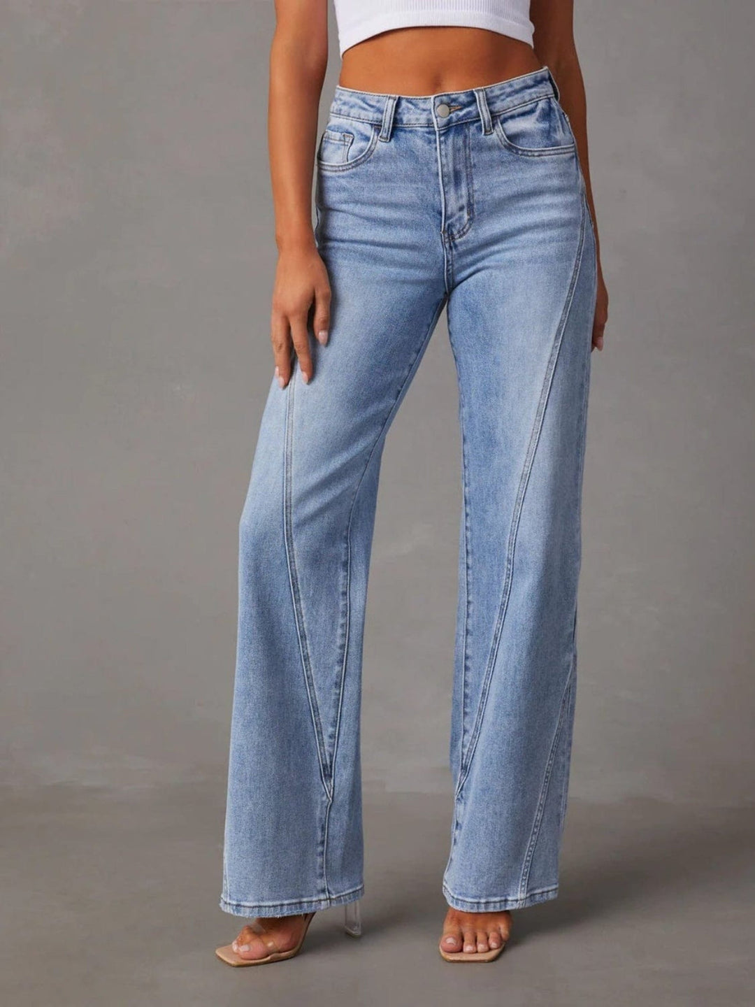 High Waist Straight Jeans with Pockets - Trendy Bottoms/Jeans in Light Denim for Women | The802Gypsy