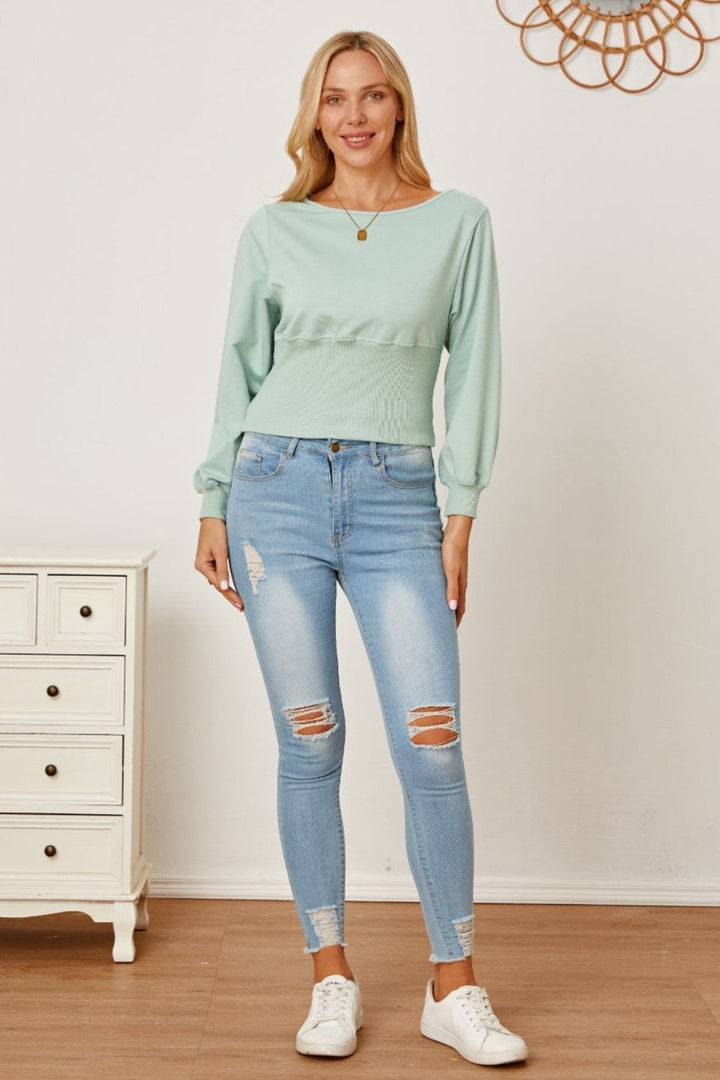 Lantern Sleeve Blouse - Trendy Tops/Blouses & Shirts in SAGE for Women | The802Gypsy