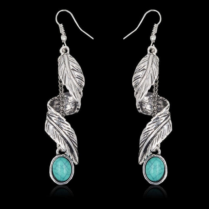 Leaf Turquoise Earrings - Trendy Accessories/earnings in Silver for Women | The802Gypsy