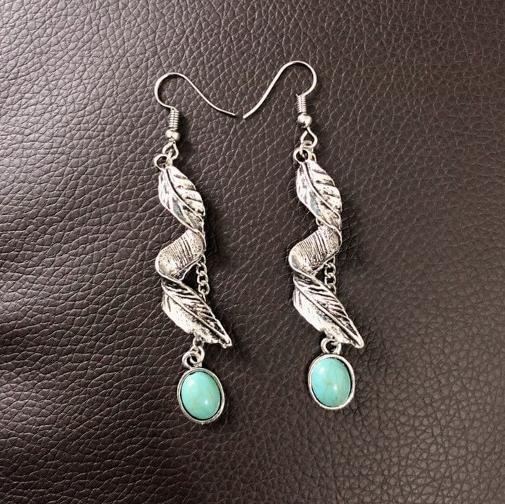 Leaf Turquoise Earrings - Trendy Accessories/earnings in Silver for Women | The802Gypsy