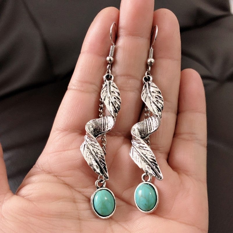 Leaf Turquoise Earrings - Trendy Accessories/earnings in Silver for Women | The802Gypsy