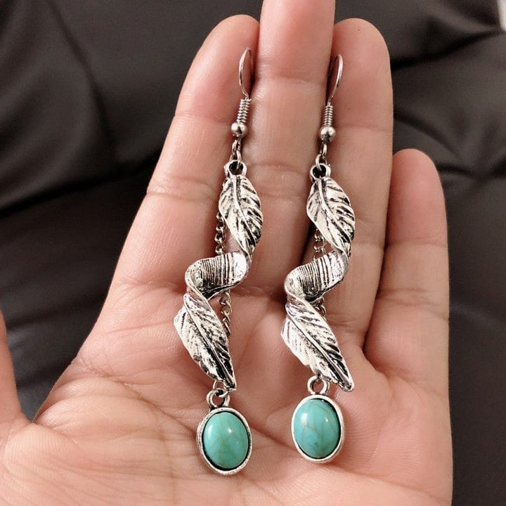 Leaf Turquoise Earrings - Trendy Accessories/earnings in Silver for Women | The802Gypsy