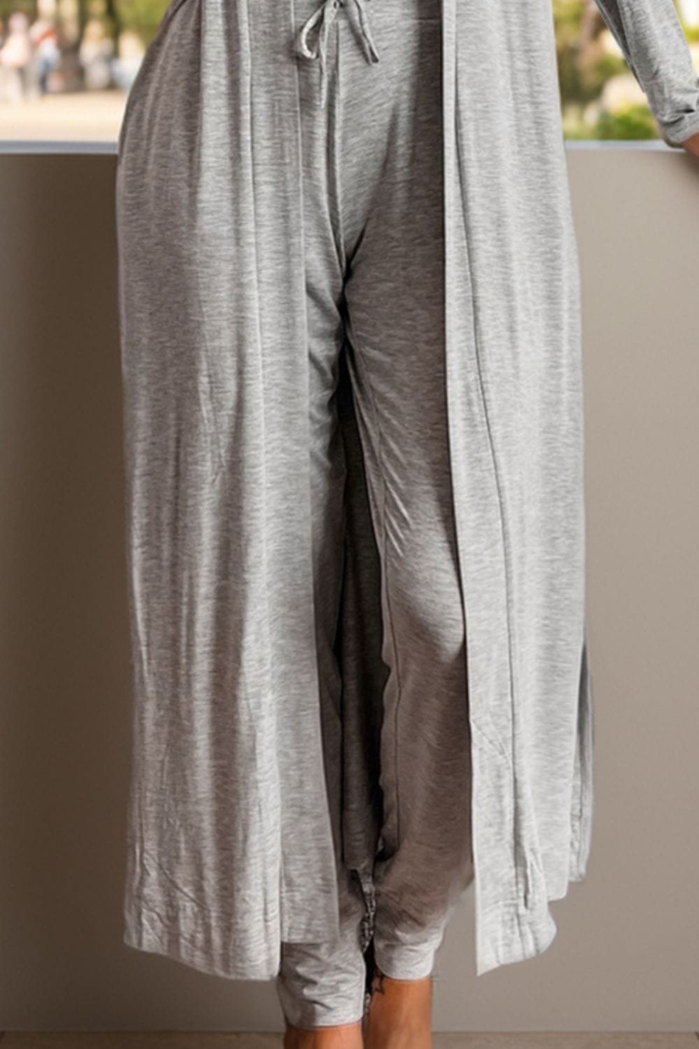 Long Sleeve Cardigan and Pants Lounge Set - Trendy Loungewear & Sleepwear/Loungewear in Gray for Women | The802Gypsy