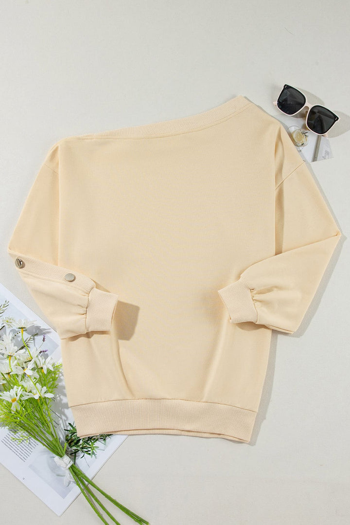 Oversized Look, One Shoulder Casual Top - Trendy shirts and tops in Ivory for Women | The802Gypsy