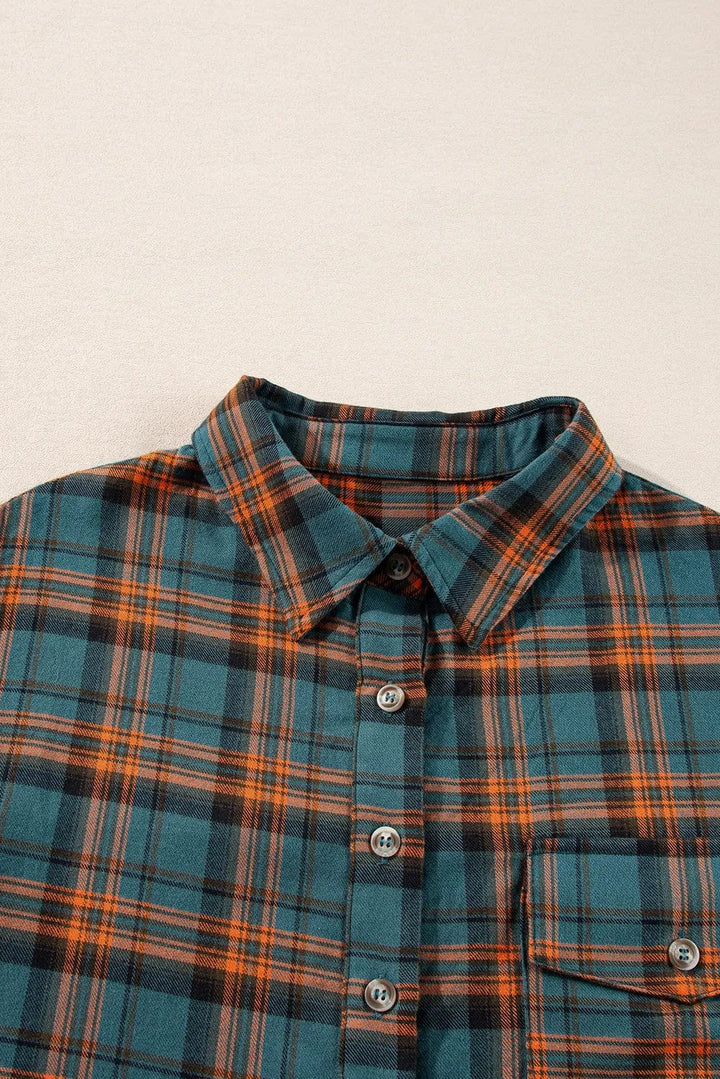 Plaid Cotton Long Sleeve Button Up Shirt - Trendy Tops/Blouses & Shirts in French Blue for Women | The802Gypsy