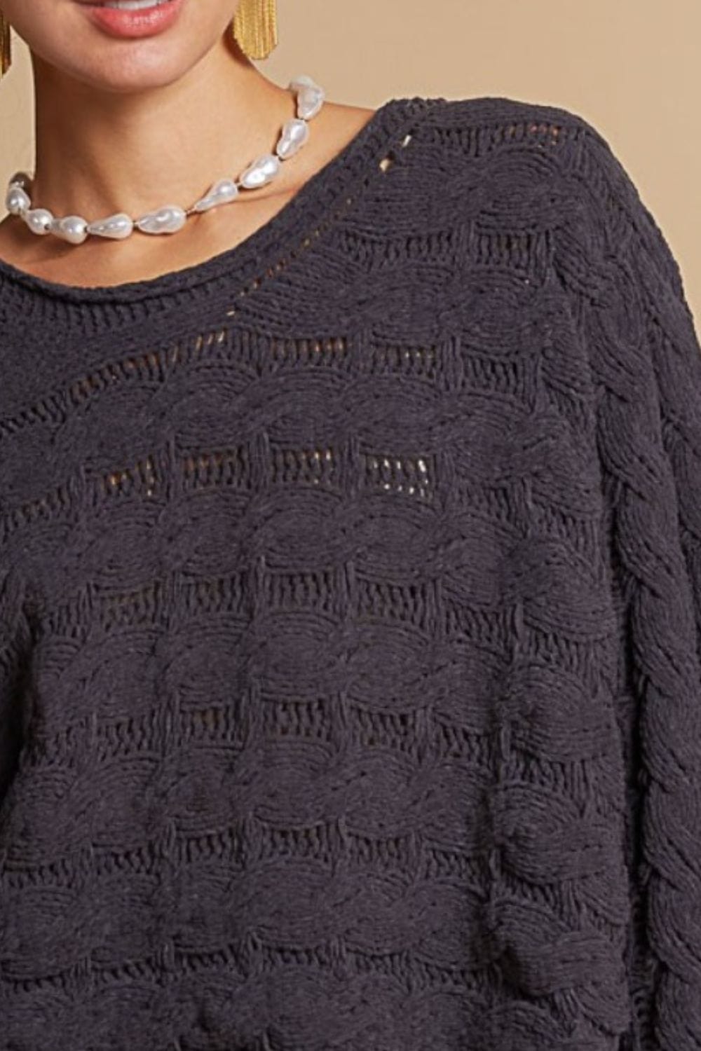 Cable Knit Cropped Sweater - Trendy Sweaters & Cardigans/Sweater in Charcoal Grey for Women | The802Gypsy