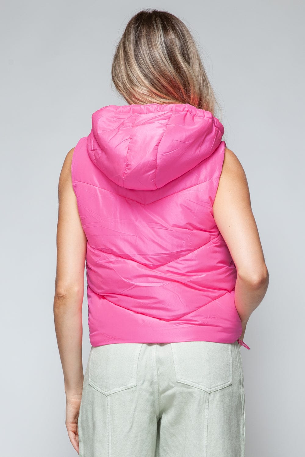 Quilted Hooded Snobbish Vest with Zip Up Design - Trendy outerwear/vests in Pink for Women | The802Gypsy