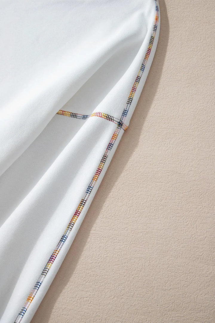 Rainbow Trim Sweatshirt - Trendy Tops/Sweatshirts & Hoodies in White for Women | The802Gypsy