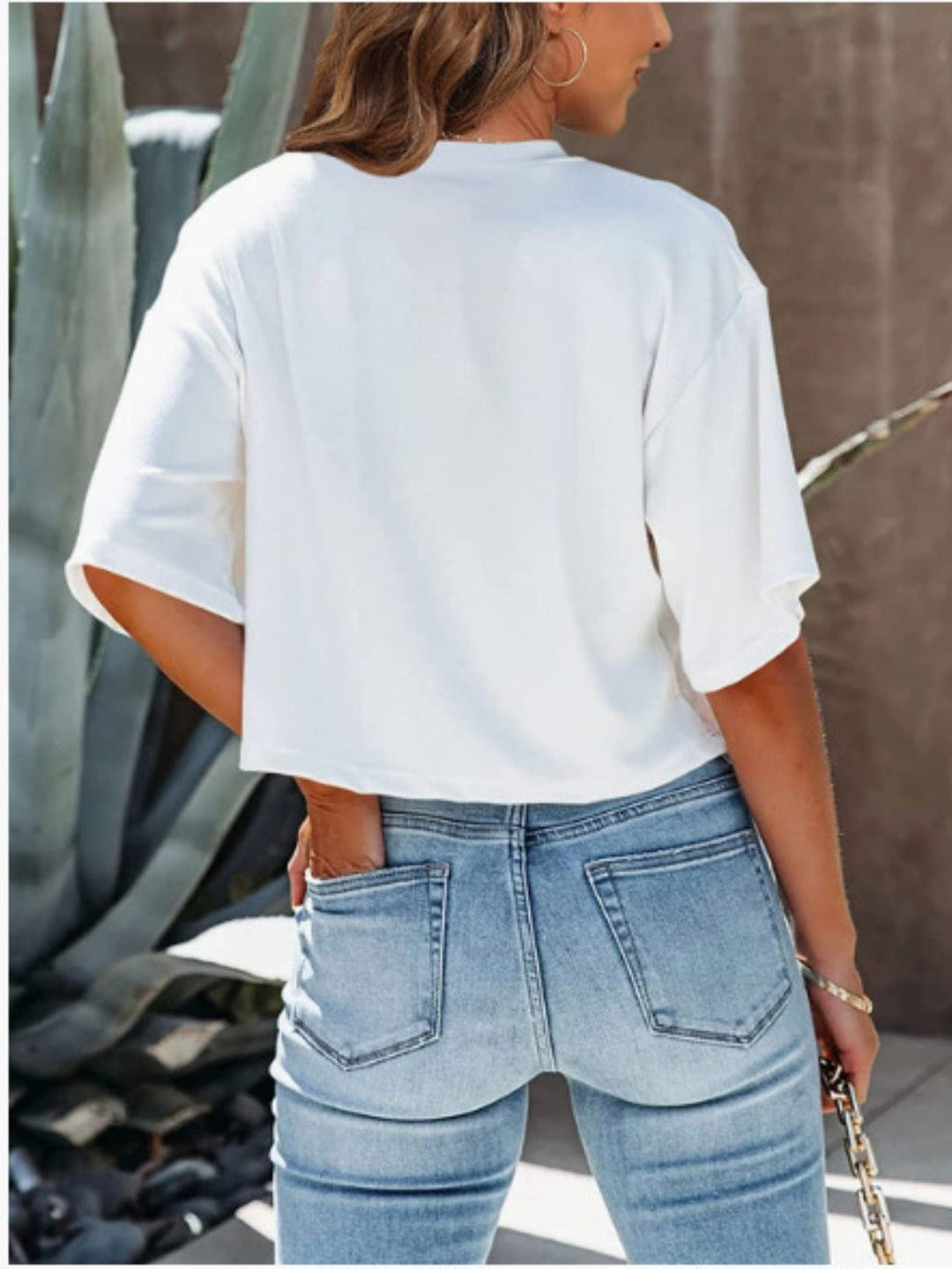 Round Neck Half Sleeve T-Shirt - Trendy shits and tops in White for Women | The802Gypsy