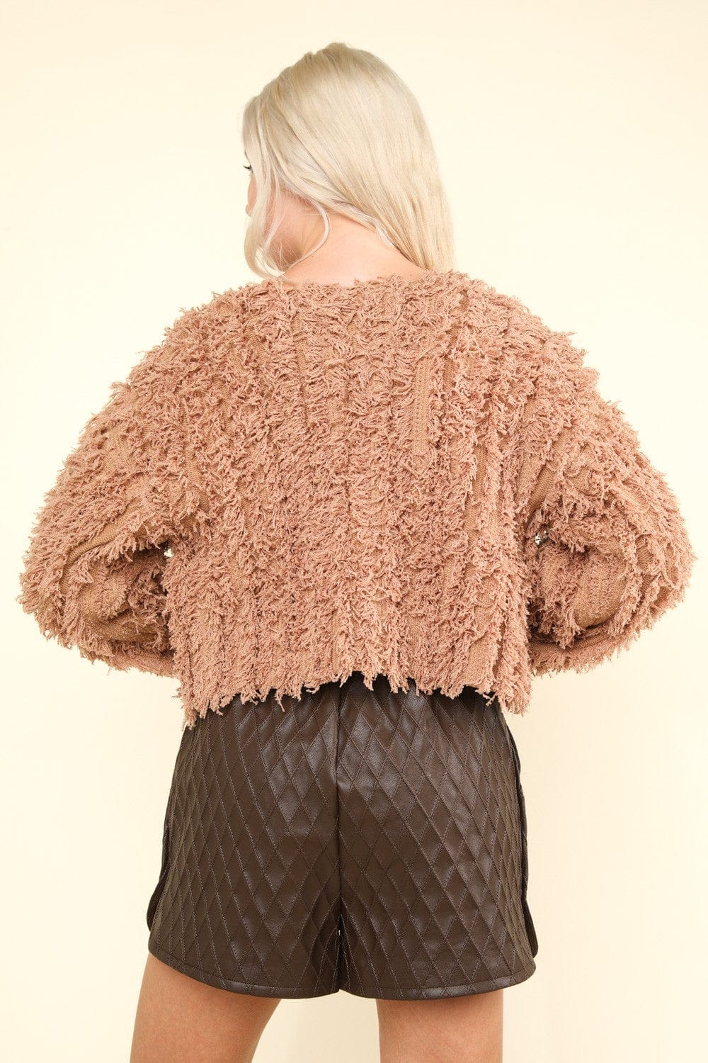 Shaggy Yarn Knit Zip Up Jacket - Trendy Outerwear/Coats in Mocha Brown for Women | The802Gypsy