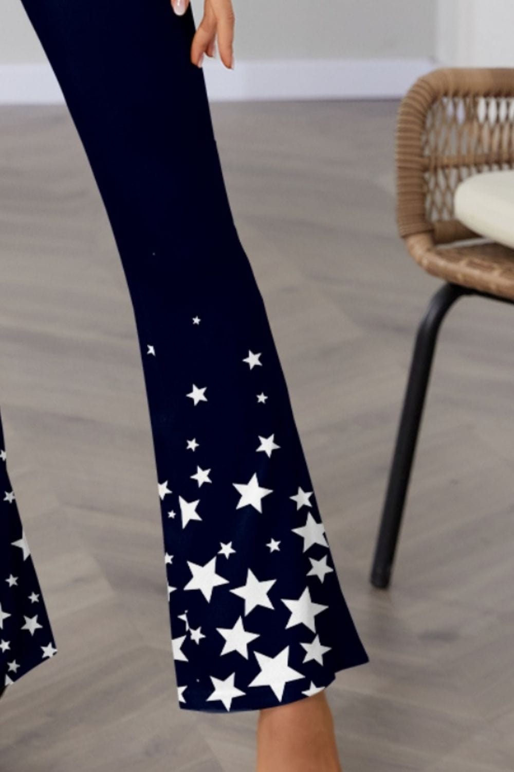 Star Elastic Waist Boot Cut Pants - Trendy Bottoms in Dark Blue for Women | The802Gypsy