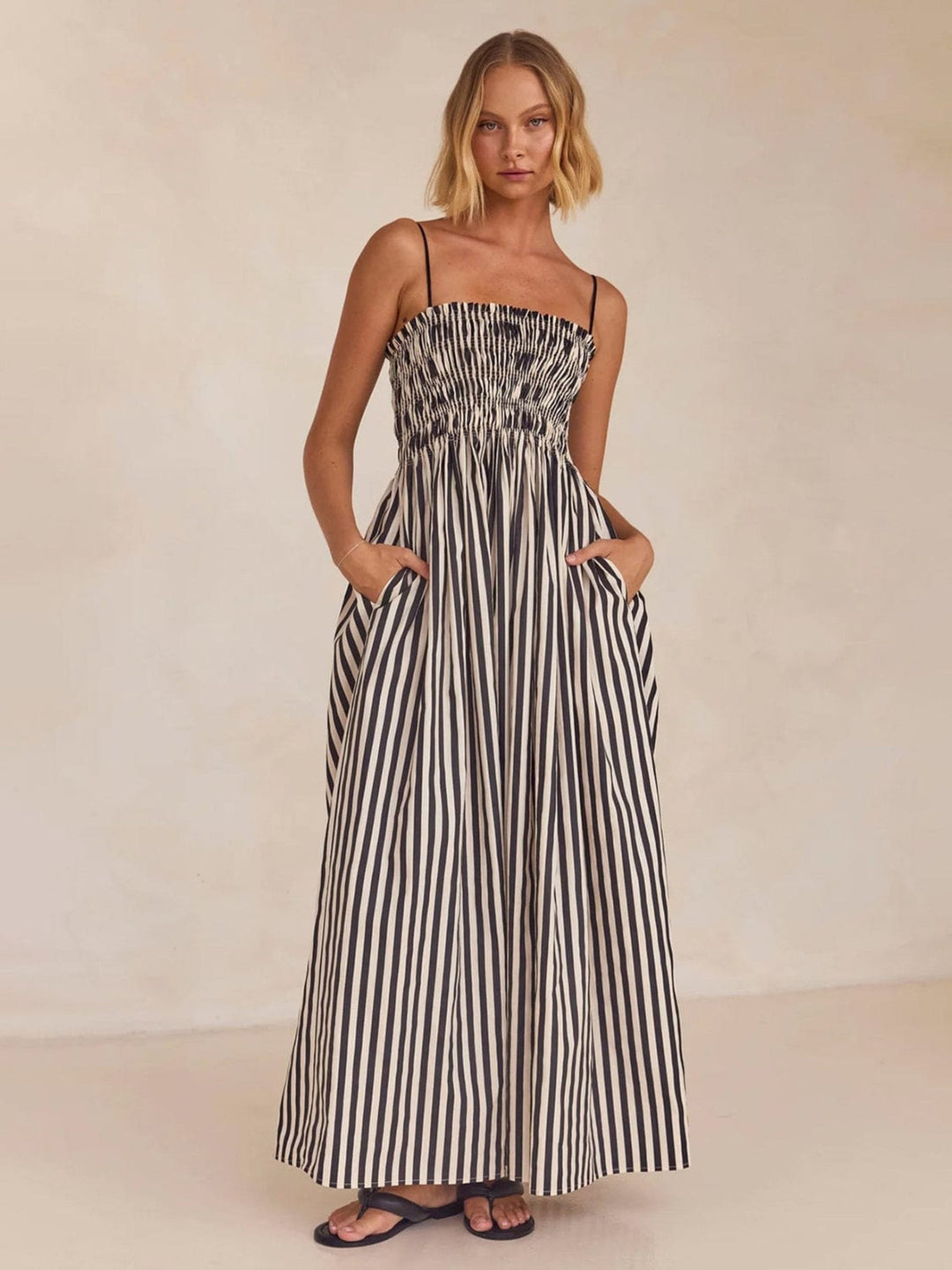 Striped Cami Dress - Trendy Dress/casual in Black/White for Women | The802Gypsy