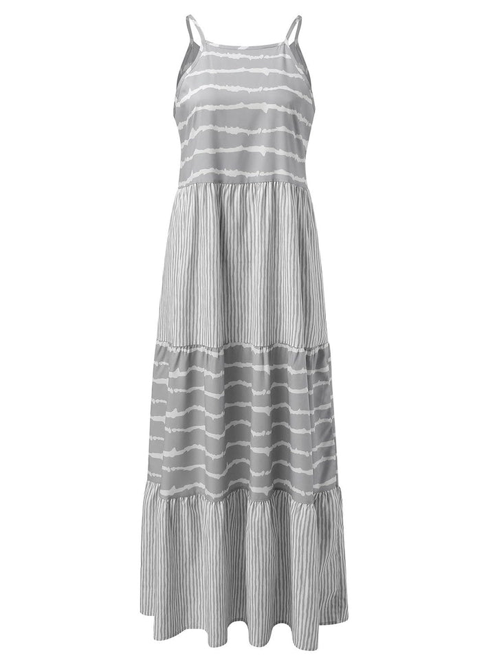 Striped Long Cami Dress - Trendy Dress/casual in Light Gray for Women | The802Gypsy