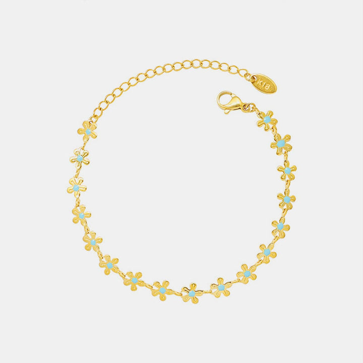 Titanium Steel Drip Oil Flower Bracelet - Trendy Women's jewelry in Gold for Women | The802Gypsy