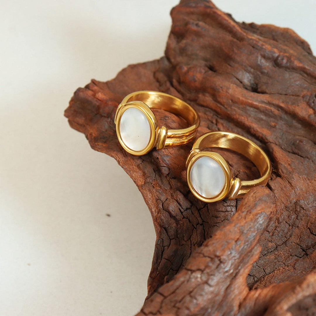 Titanium Steel White seashell Ring - Trendy Women's jewelry in Gold for Women | The802Gypsy
