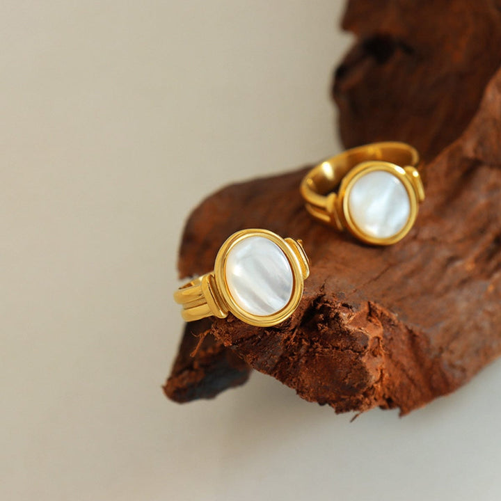 Titanium Steel White seashell Ring - Trendy Women's jewelry in Gold for Women | The802Gypsy