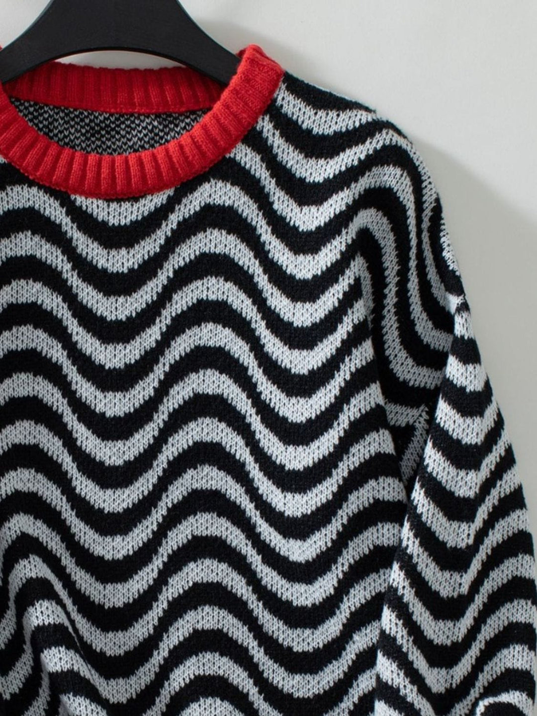 Wavy Stripes Round Neck Sweater - Trendy Sweaters & Cardigans/Sweater in Black for Women | The802Gypsy