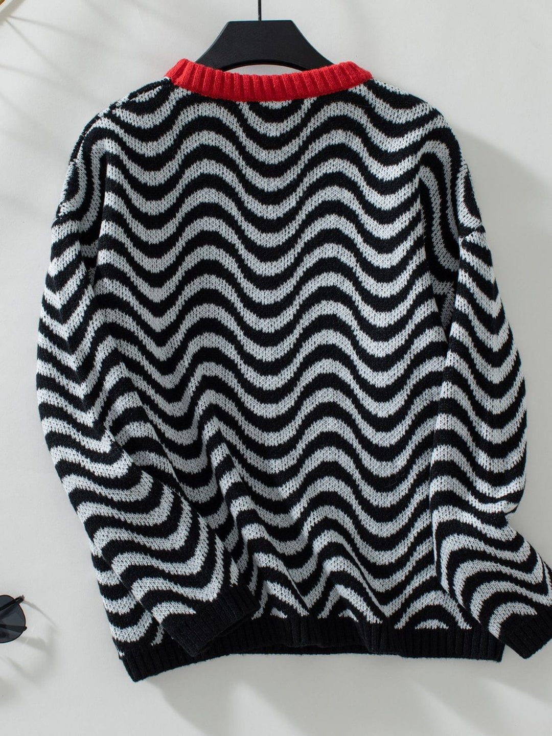 Wavy Stripes Round Neck Sweater - Trendy Sweaters & Cardigans/Sweater in Black for Women | The802Gypsy